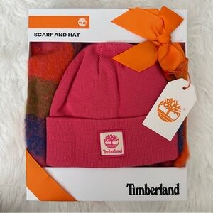Timberland Pink Hat and Scarf Set Women
